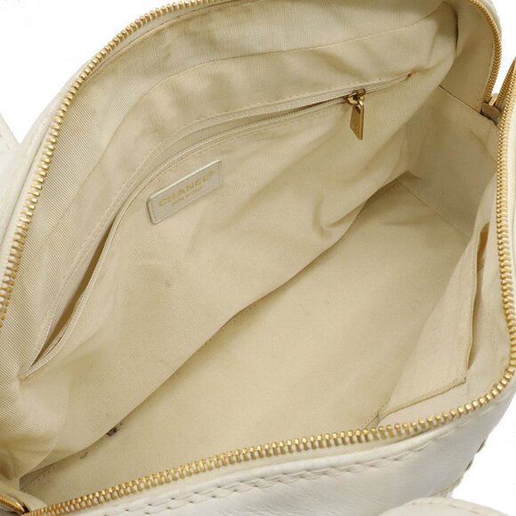 Authentic CHANEL CC Wild Stitch Vintage Quilted Bowler Hand Bag Tote Lambskin - Picture 4 of 11